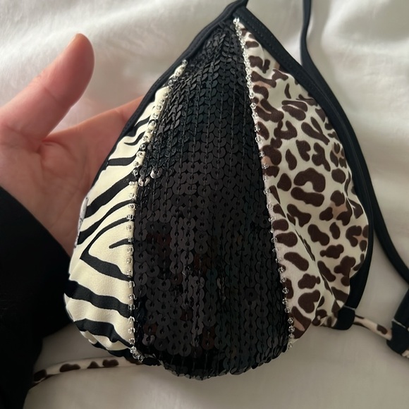 Guess leopard, zebra, sequin bikini top - Picture 2 of 3